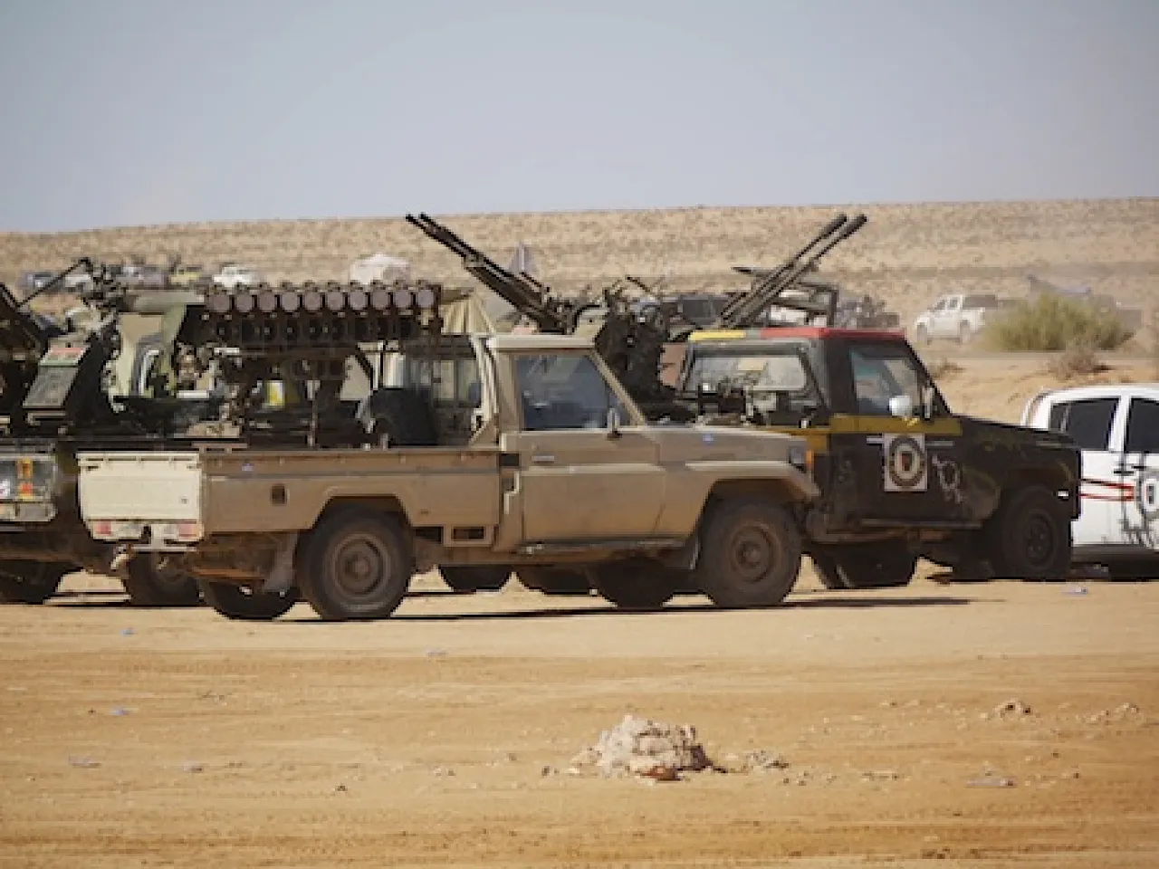 More than 1,000 soldiers are stationed at Bir Dufan, one of the four government front-lines surrounding Bani Walid. (Photo: George Grant)