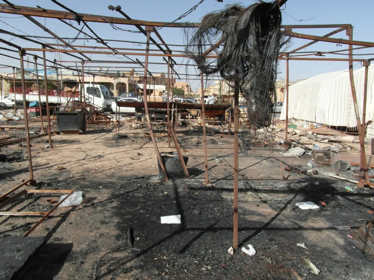 burnt open market The town's devastated main market