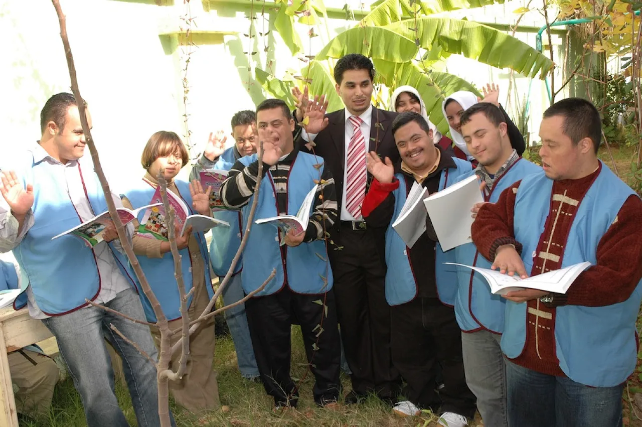 Disabled 2 A group of Down's Syndrome young people at the opening of the event.
