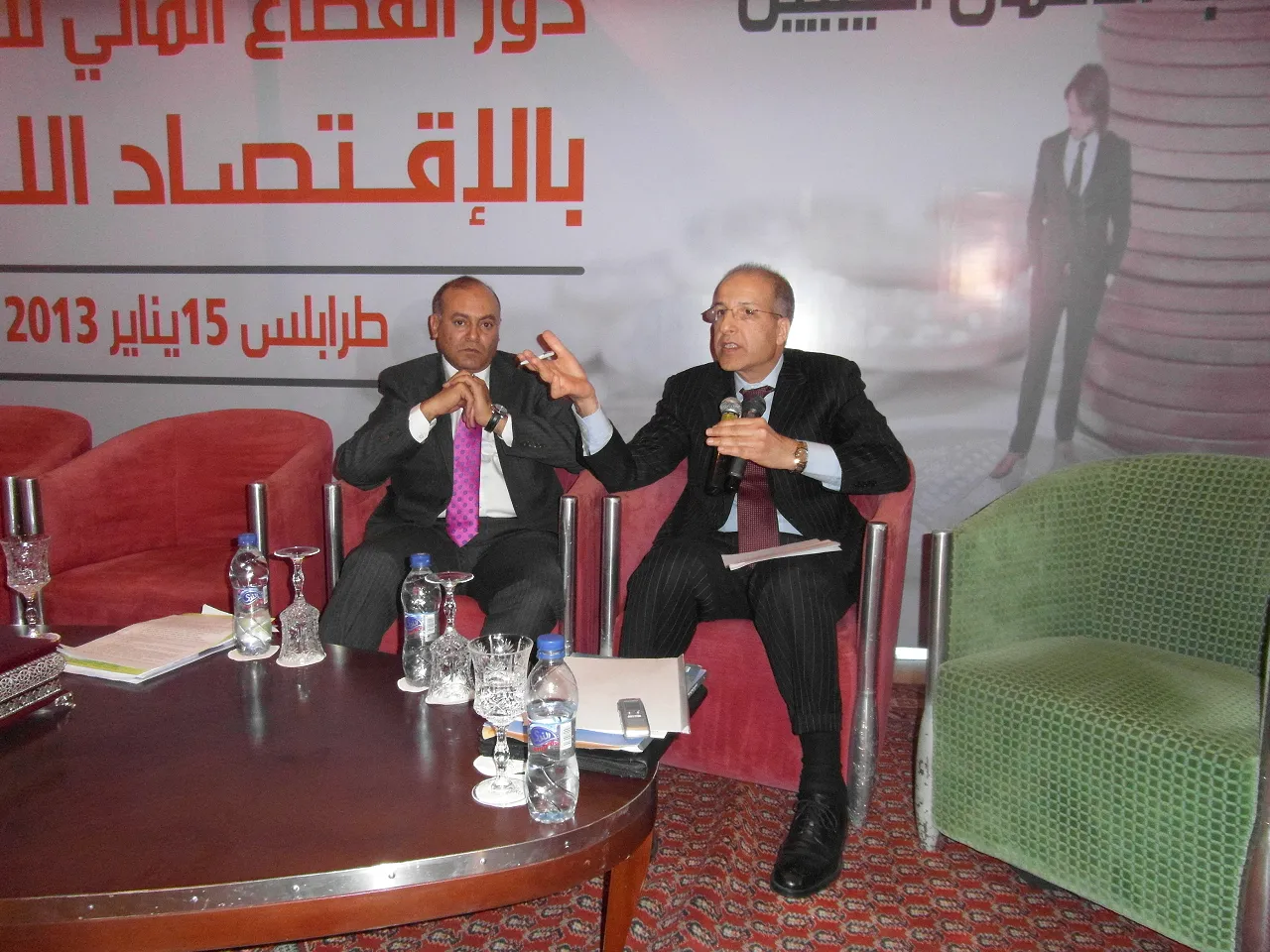 SAM_1192 The Central Bank of Libya Governor was engaged in heated debates with the business leaders especially on the freezing of foreign currency transfers (Photo: Sami Zaptia)