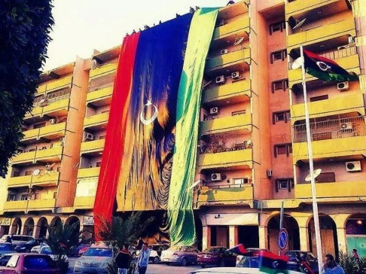 Tripoli is festooned with flags