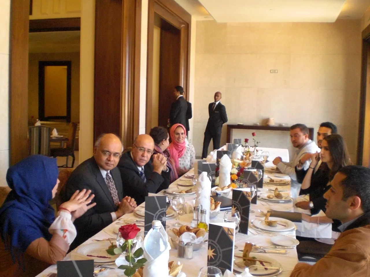 World Bank April2 World Bank's Junaid Ahmad and Marouane El Abassi in discussion with CSO representatives.
