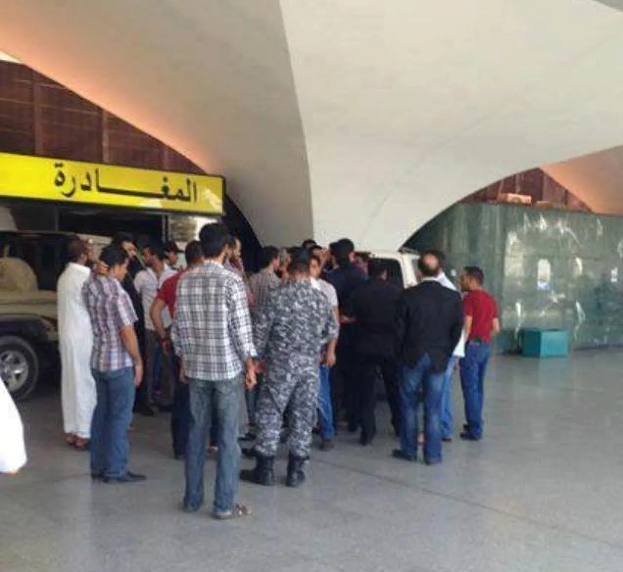 airport disruption One of Tripoli airport's blocked doors