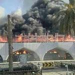 Tripoli International Airport in flames