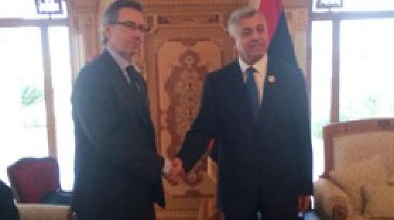 Bernardino Leon meets with Nuri Abu Sahmain in Tripoli (Photo: UNSMIL)