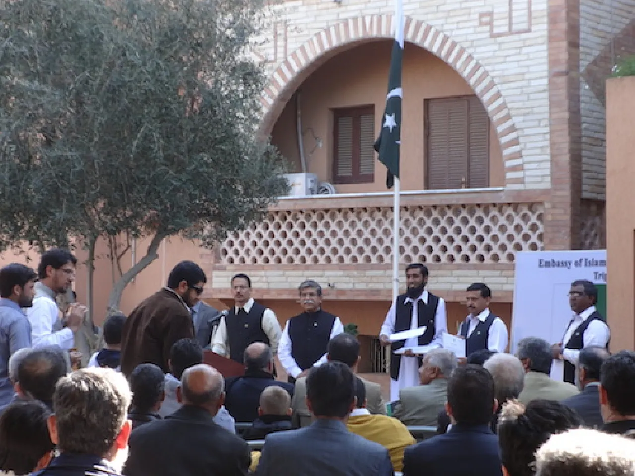 The ceremony was held outside in the beautiful grounds of the embassy, to a backdrop of birdsong.