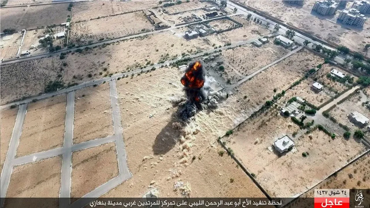 Purported  IS drone photo of the suicide attack