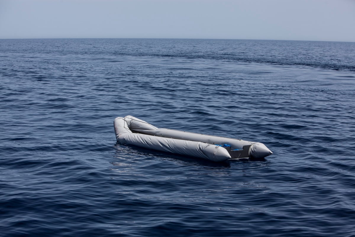 A semi-inflated raft from which the migrants had disappeared (File photo)