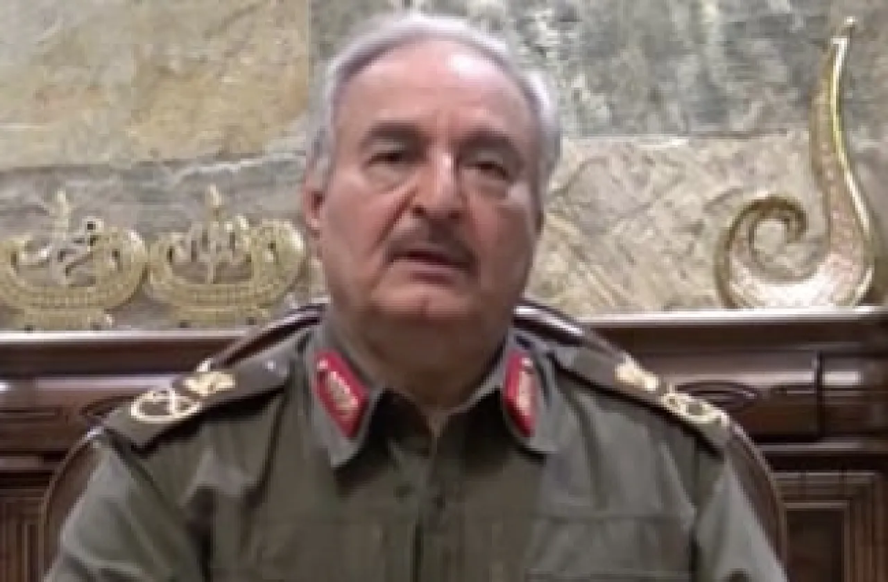 Khalifa Hafter talking to French TV channel JDD (screen grab)
