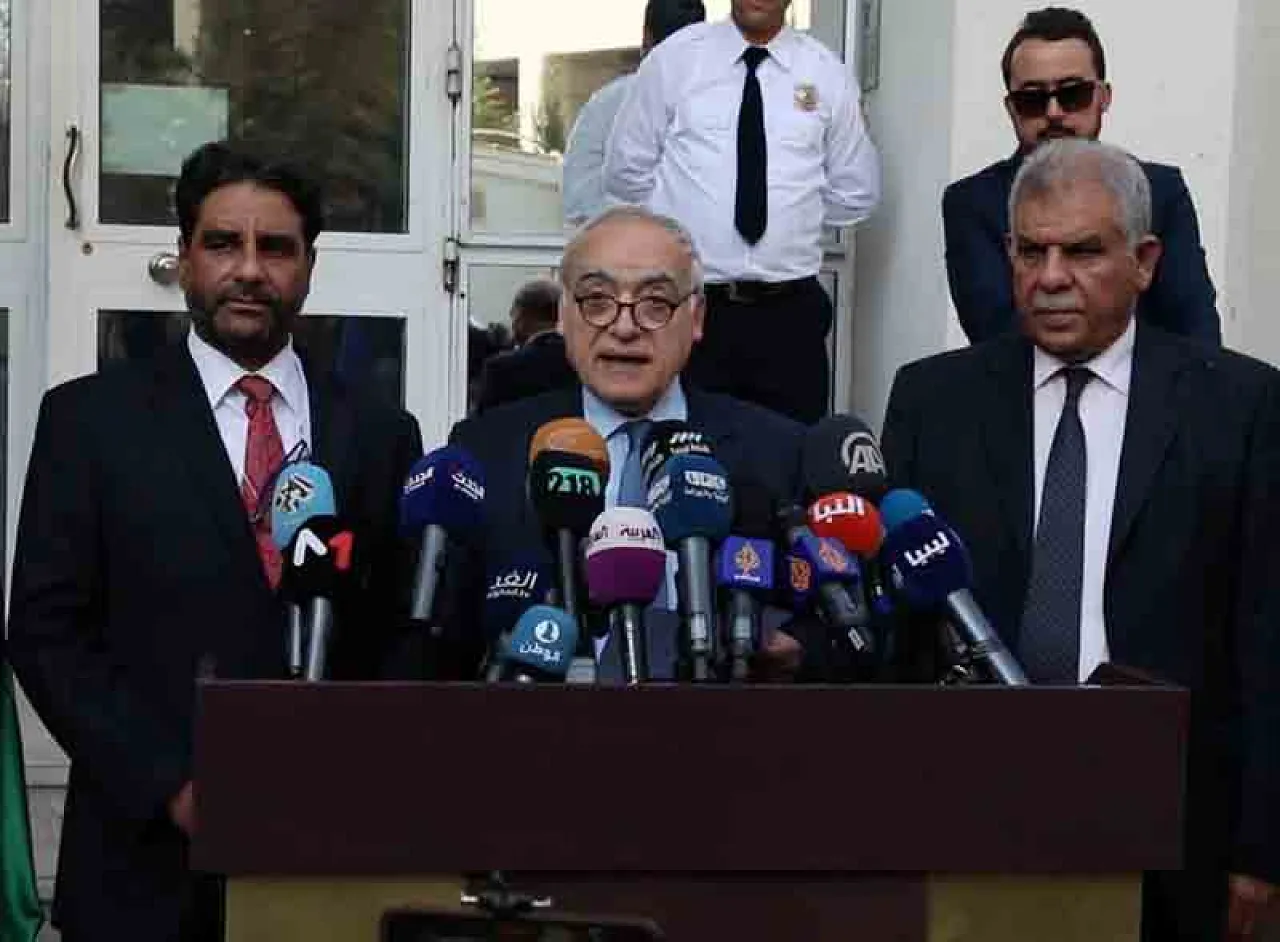 UNSMIL chief Salamé at the end of talks in Tunis. 