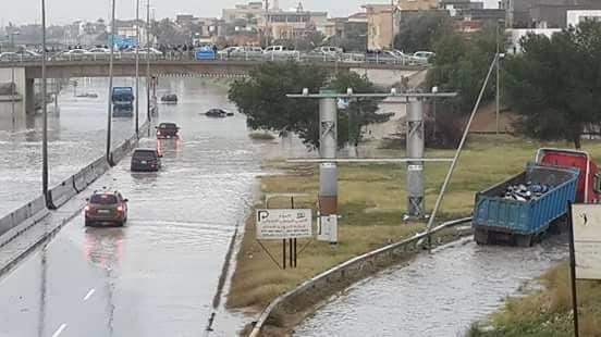 Flooded motorway in Tripoli (Photo: Social media archives)