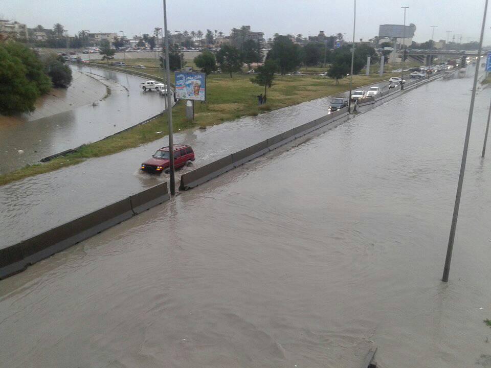 Two days of heavy rain flood Tripoli roads