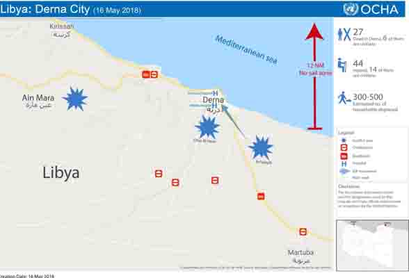 UN reports civilian deaths, injuries and displaced in Derna conflict
