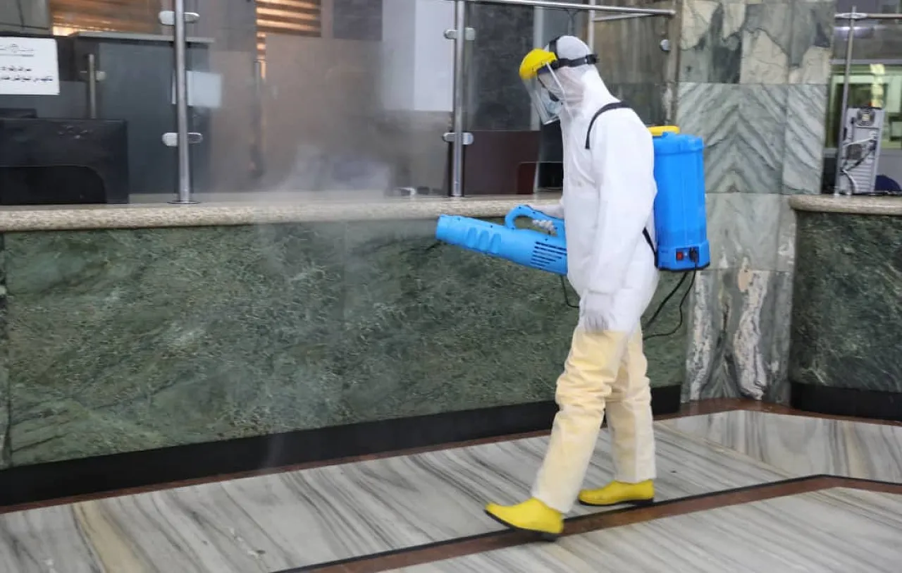 Tripoli banks being disinfected against Coronavirus (Photo: MoI).