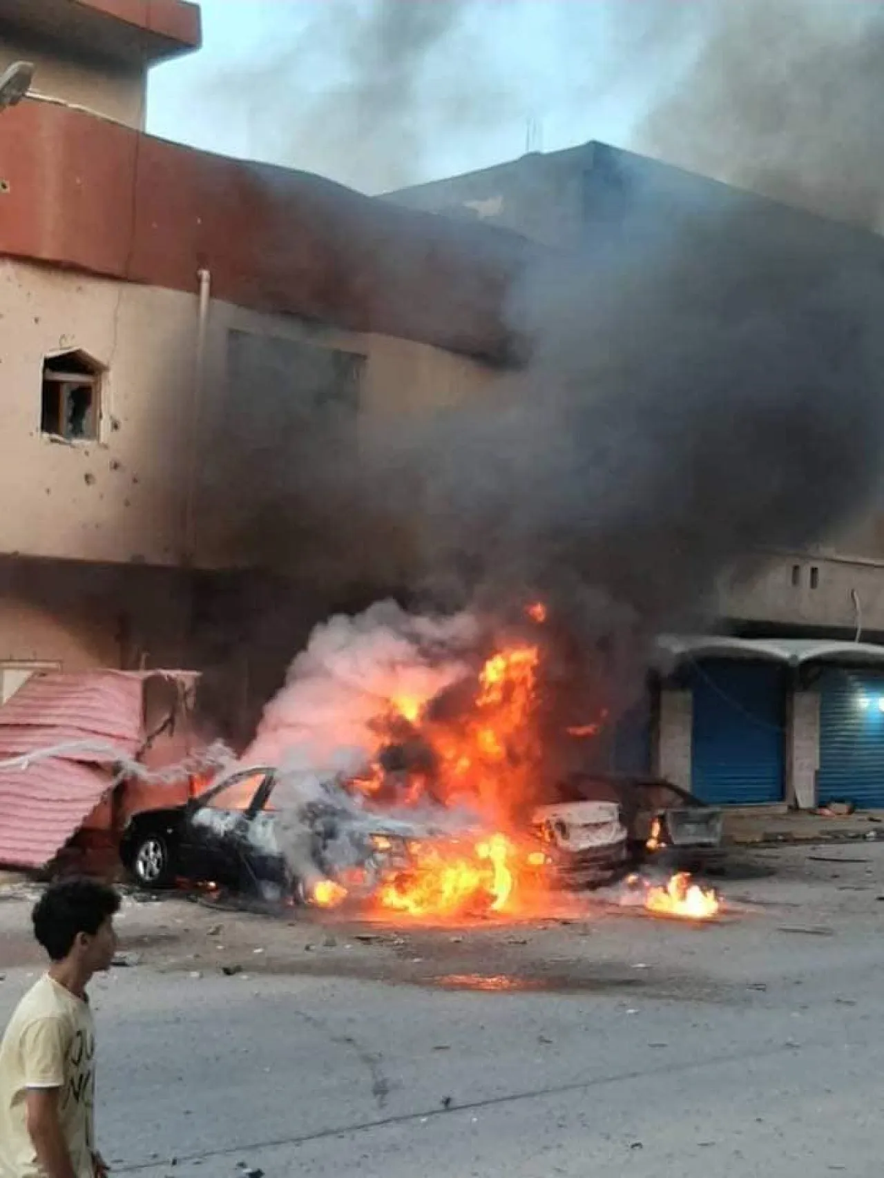 Damage caused by indiscriminate shelling of civilian sites in Busleem, Tripoli (Photo: Busleem Municipality).