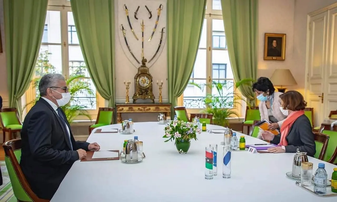 Bashagha meets French Defence Minister Florence Parly during his Paris visit last week (Photo: Tripoli Interior Ministry).