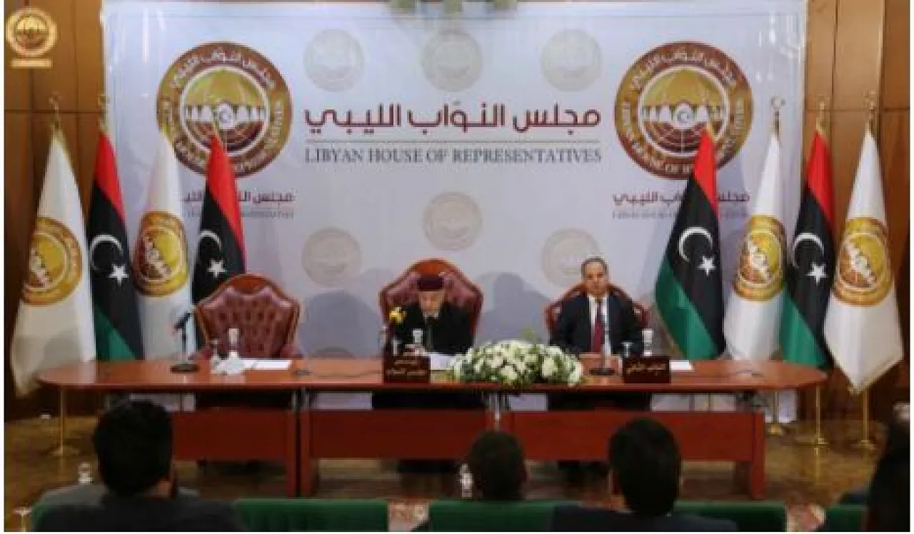 HoR head Ageela Saleh is looking weak as only 20-odd members turned up in Benghazi for his official session. Over 100 are currently meeting in Ghadames for an unofficial meeting (Photo: HoR Benghazi).