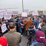 Demonstration in front of Tripoli port against ECTN - demonstrators give government a week to meet their 5 demands or they will go on strike
