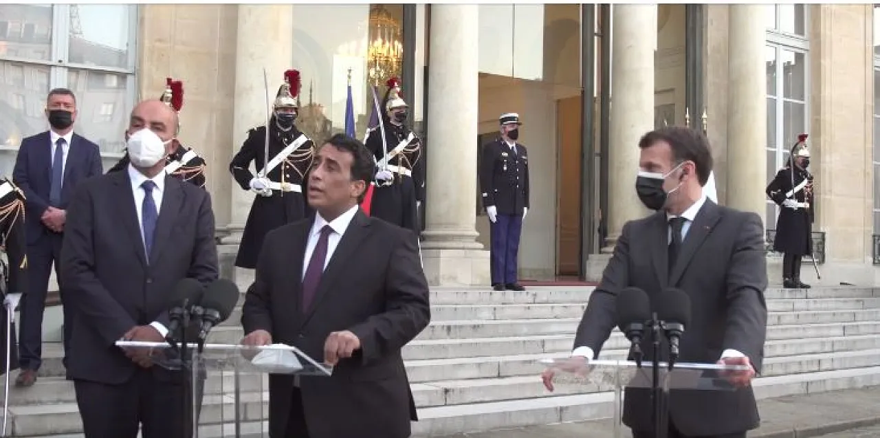 Presidency Council Deputy Musa Koni (left) said President Macron has offered to train Libyan youth to guard its southern borders (Photo: Presidency Council).