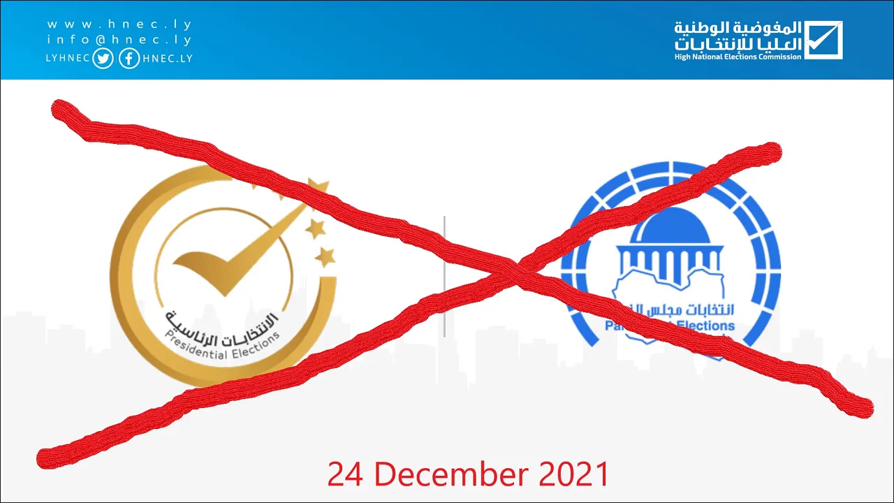 Libya's 24 December 2021 elections were effectively postponed by HNEC for legal reasons (Logo: HNEC adapted by Libya Herald).