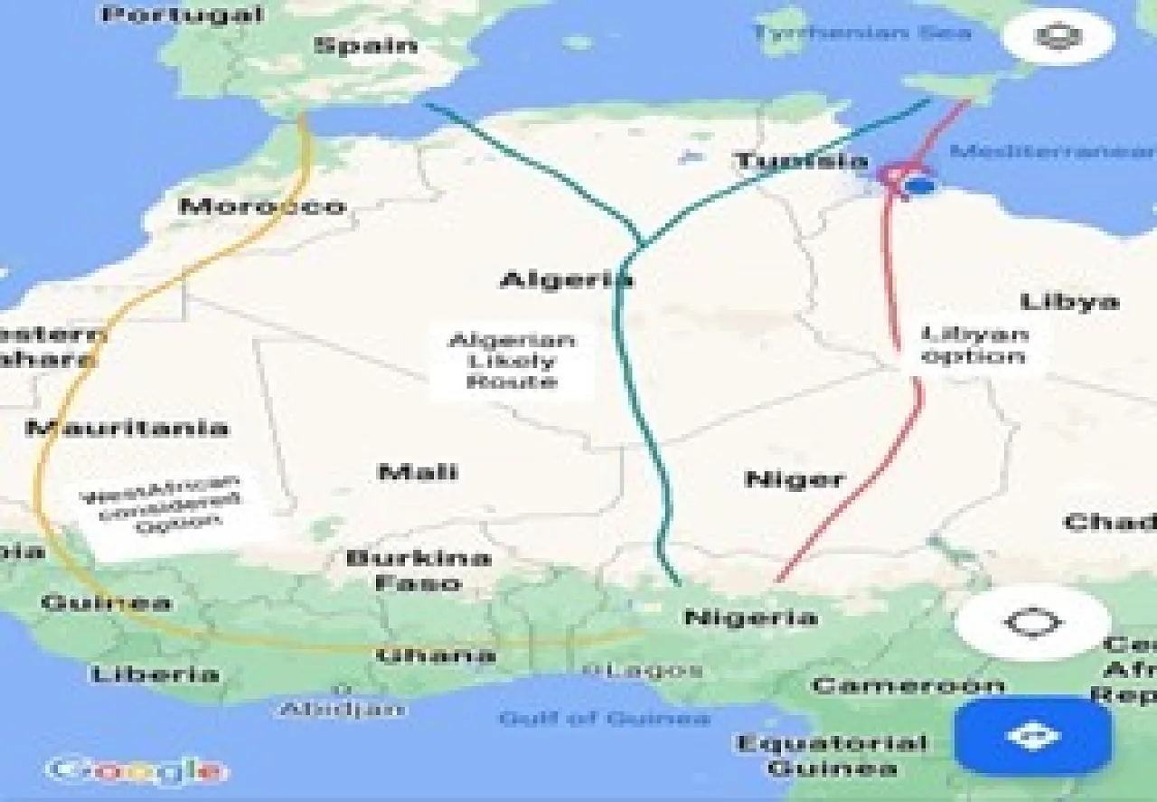 The possible routes of the proposed Nigeria to Europe gas pipelines (Photo: Ahmed Elghaber).