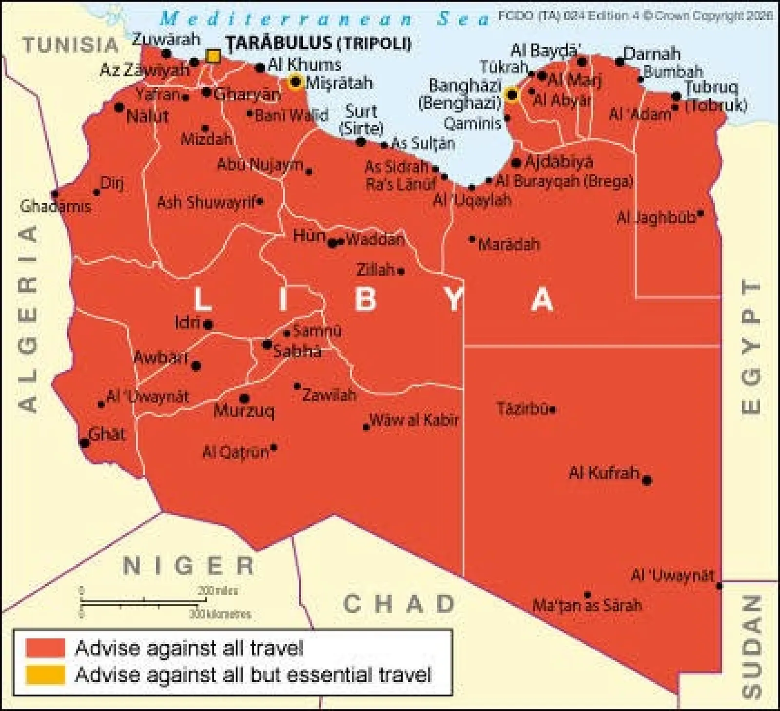 UK government revises travel advice on Libya