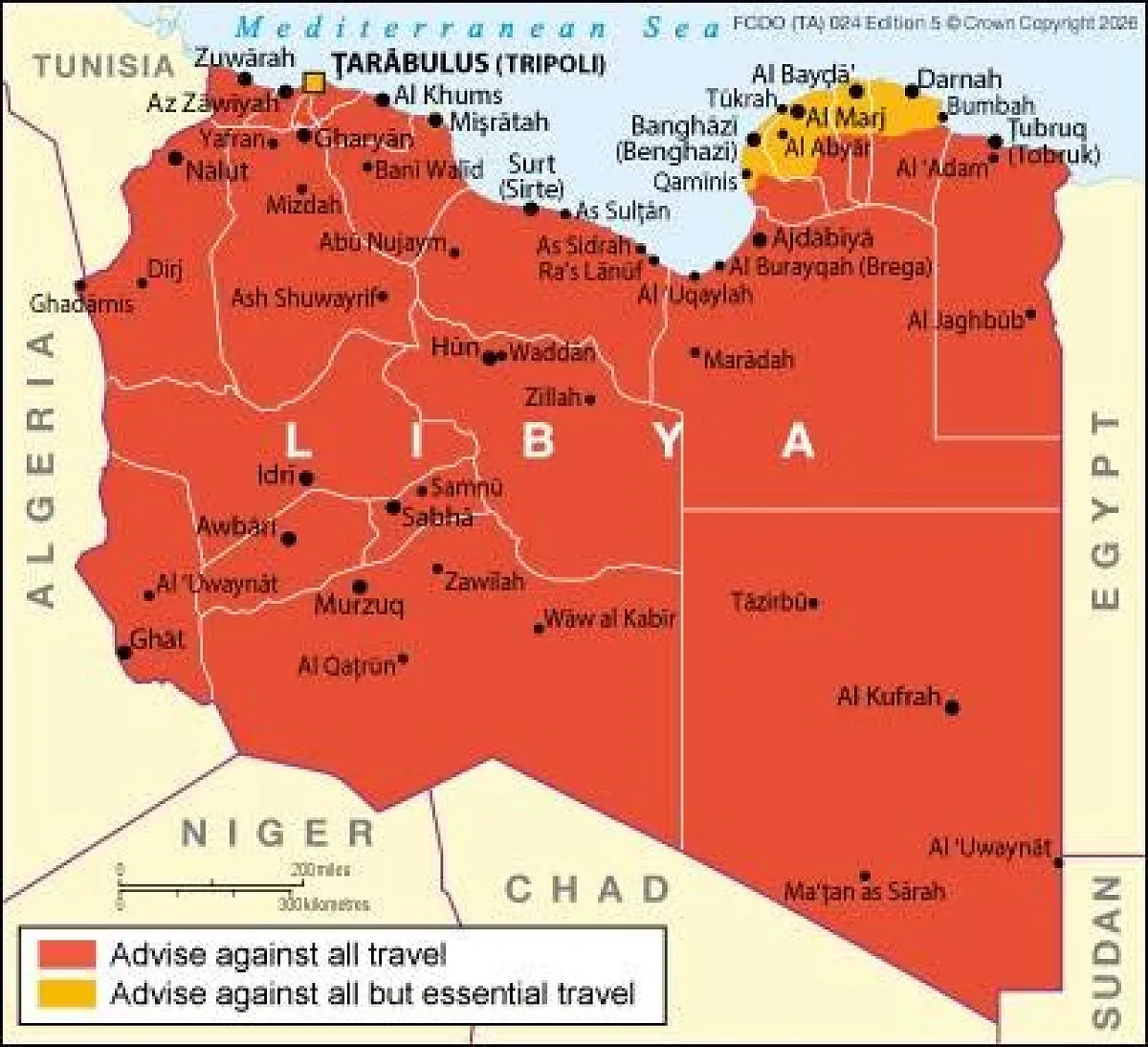 UK improves travel advisory to Benghazi area from red to orange